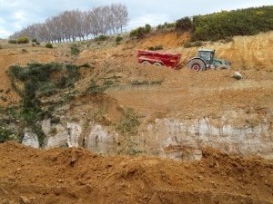 Carting raw material down for processing